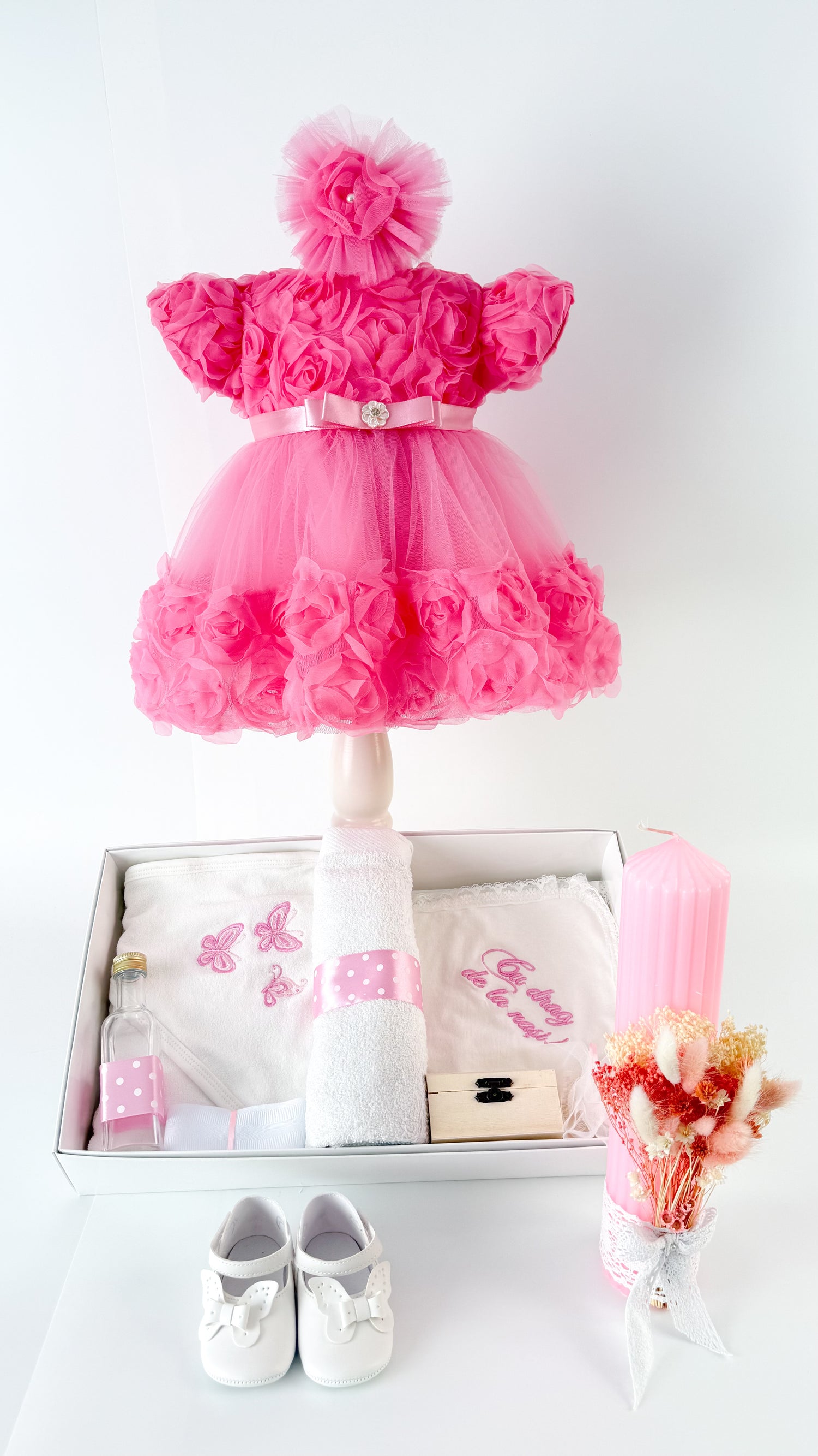 Trusou Botez Complet cu Rochita, Trusou si Lumanare - Leonor