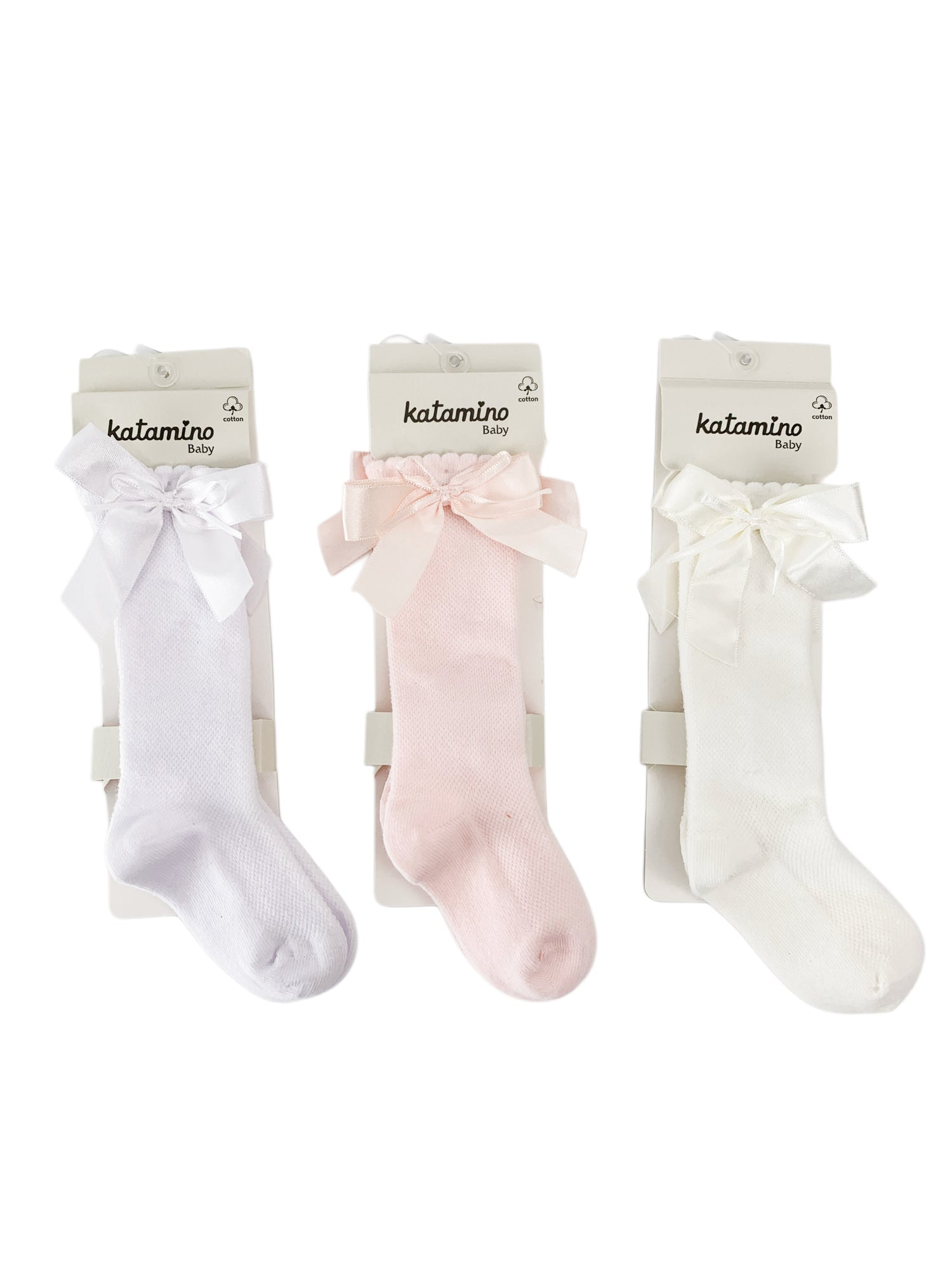 Sosete Bebelusi Lungi si Elastice - Model Alb cu Fundita Eleganta