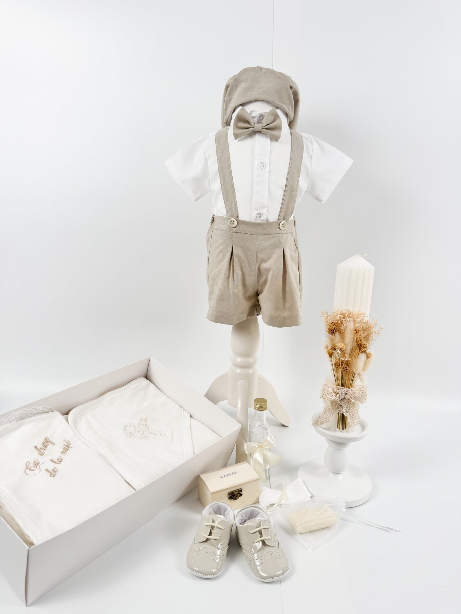 Set botez complet cu trusou personalizat si costum pentru bebelusi - Clau