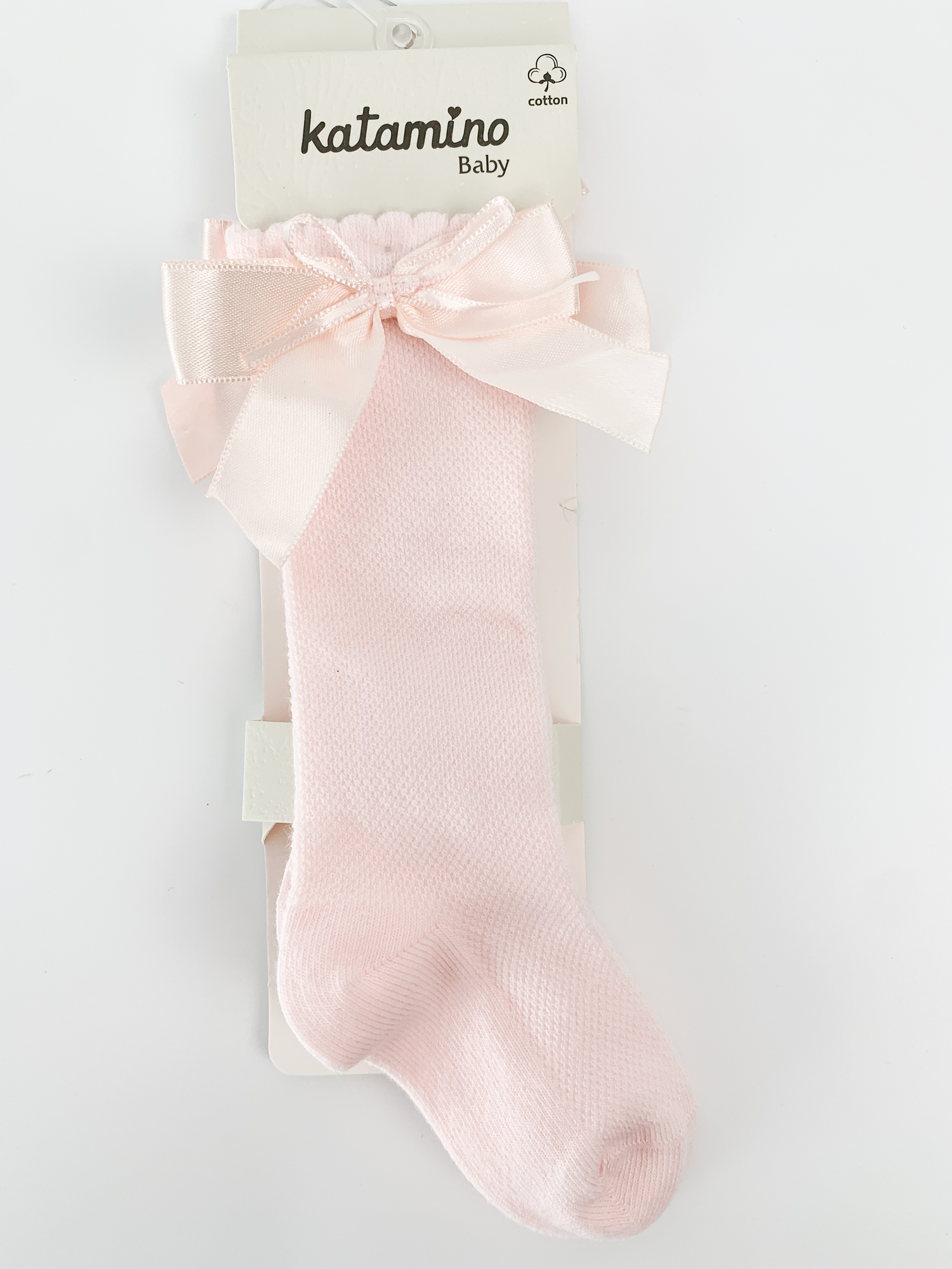 Sosete Bebelusi Lungi Roz - Accesoriu Elastic cu Fundita Satinata