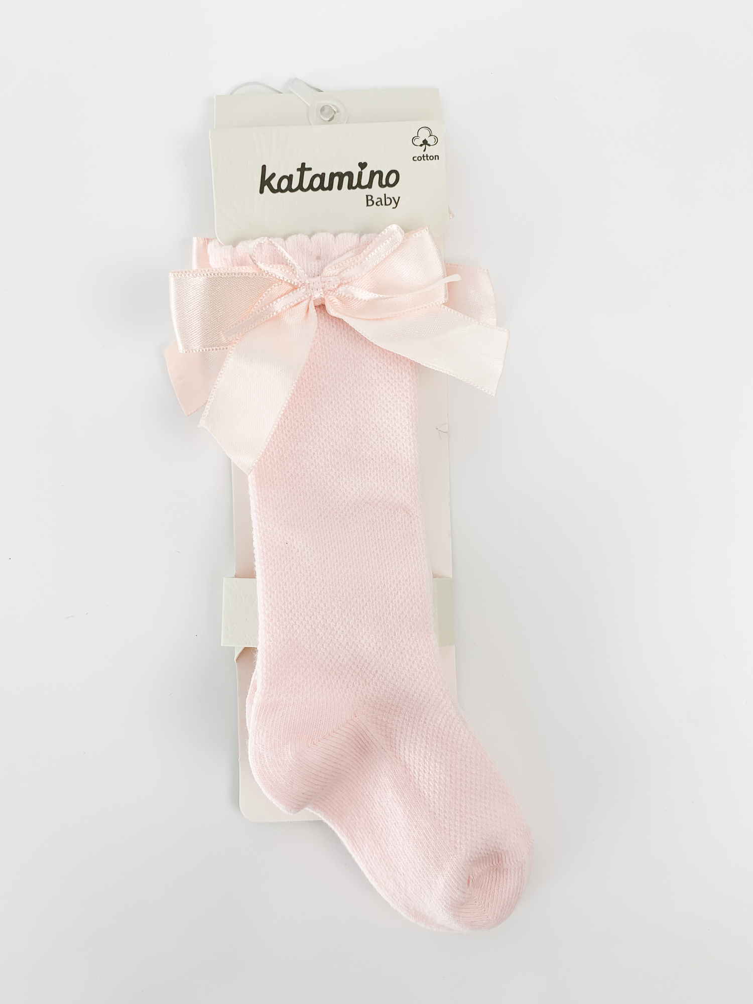 Sosete Bebelusi Lungi Roz - Accesoriu Elastic cu Fundita Satinata