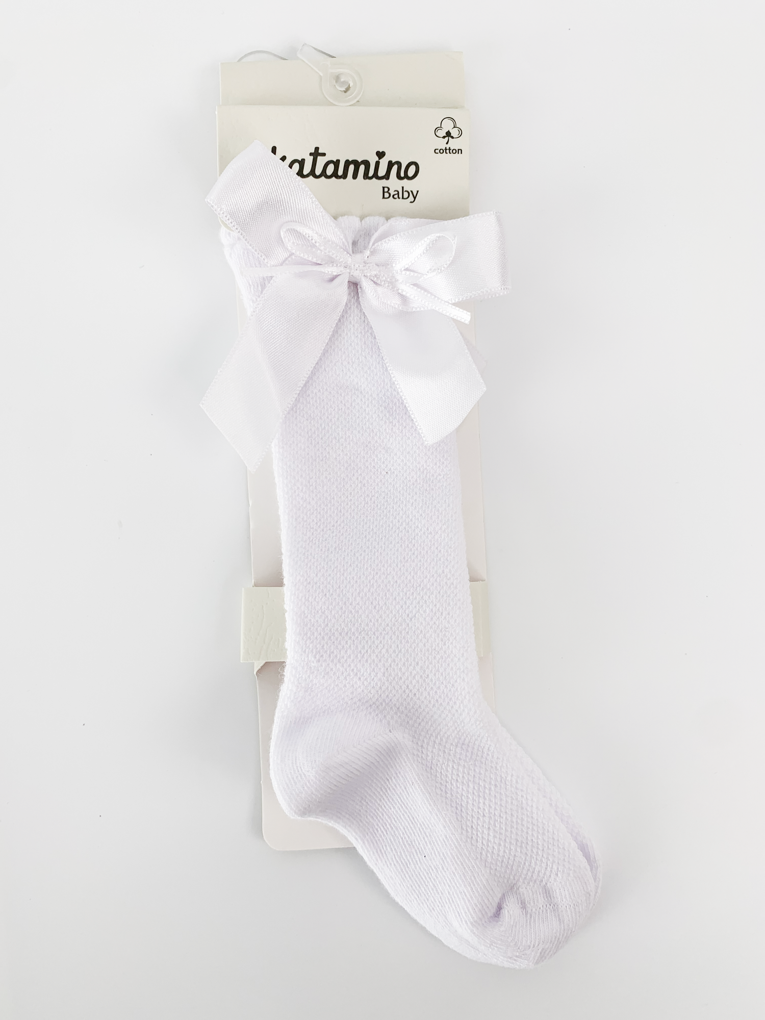 Sosete Bebelusi Lungi si Elastice - Model Alb cu Fundita Eleganta