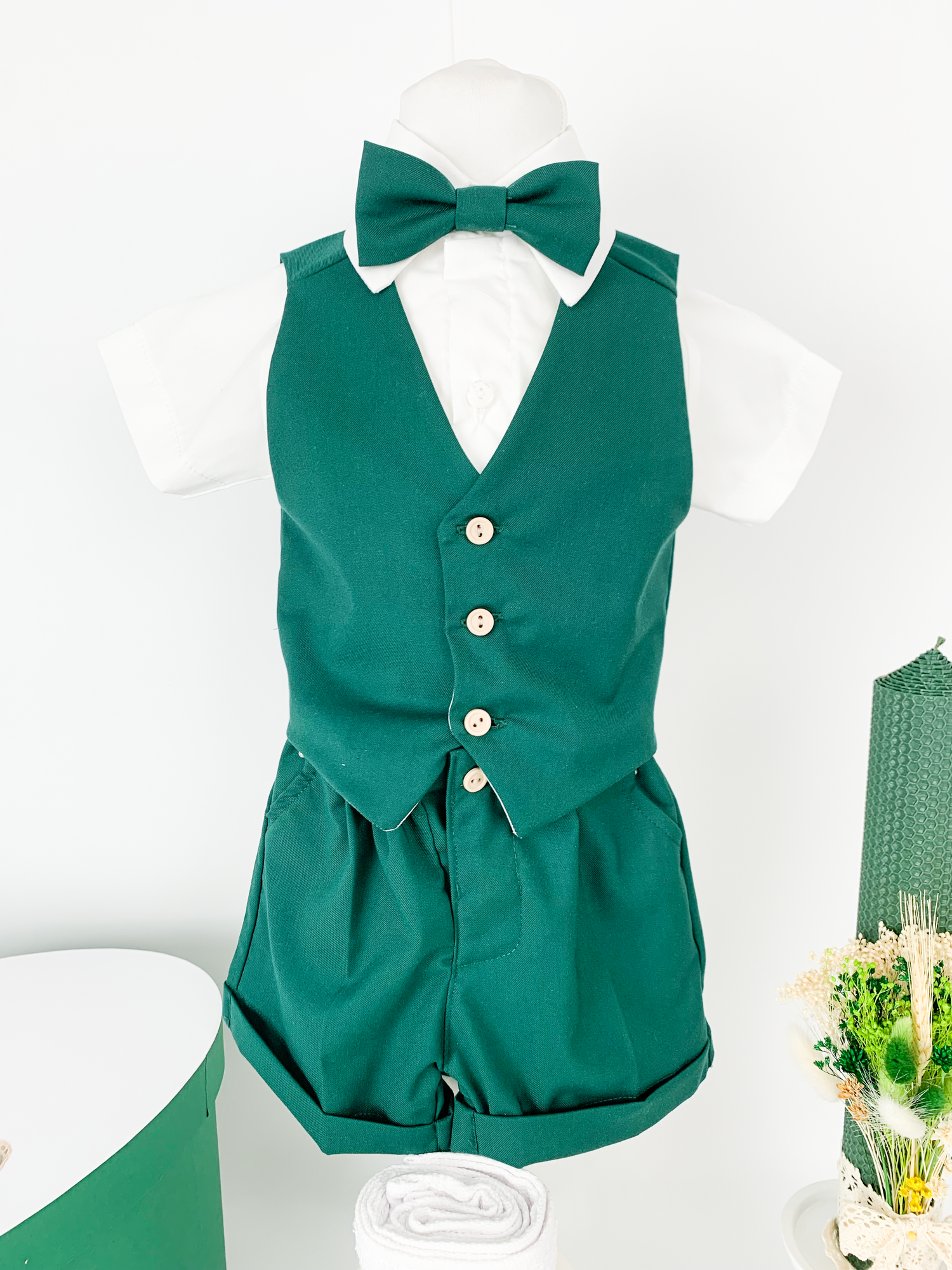 Set botez complet cu trusou personalizat, cufar si lumanare ceara naturala - Felix