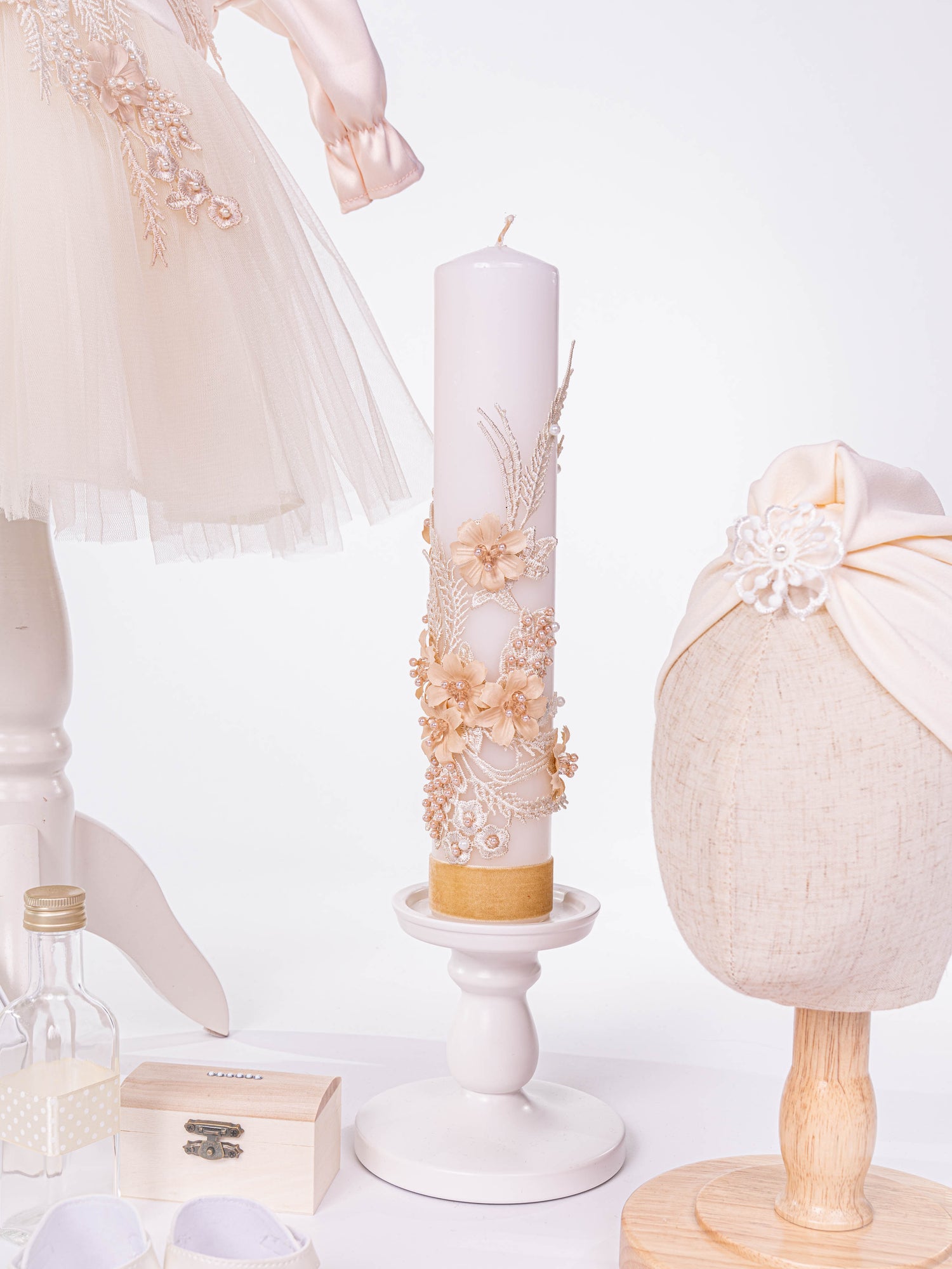 Set Botez Complet: Rochita, Trusou Hand-Made si Lumanare - Letizia