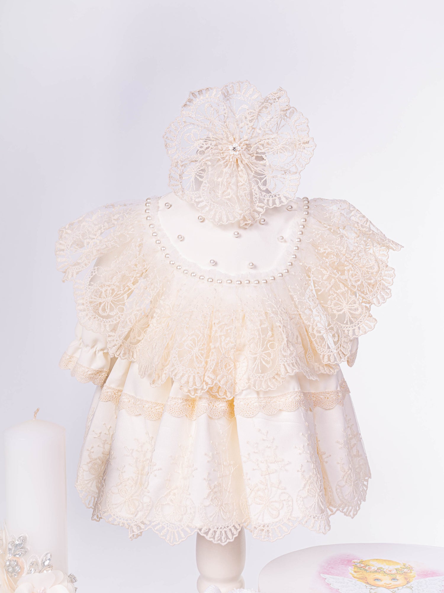 Set Botez 12 Piese: Rochita, Trusou Hand-Made si Cufar Personalizat  - Jimena