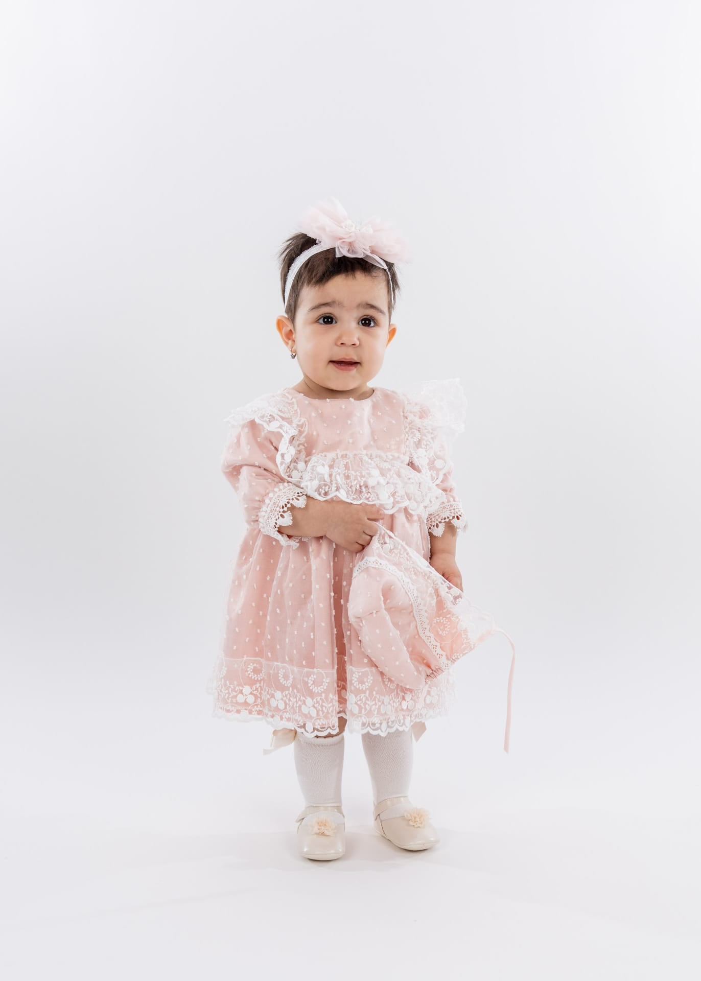Rochita Eleganta Botez cu Accesorii Roz Pudra - Aliana