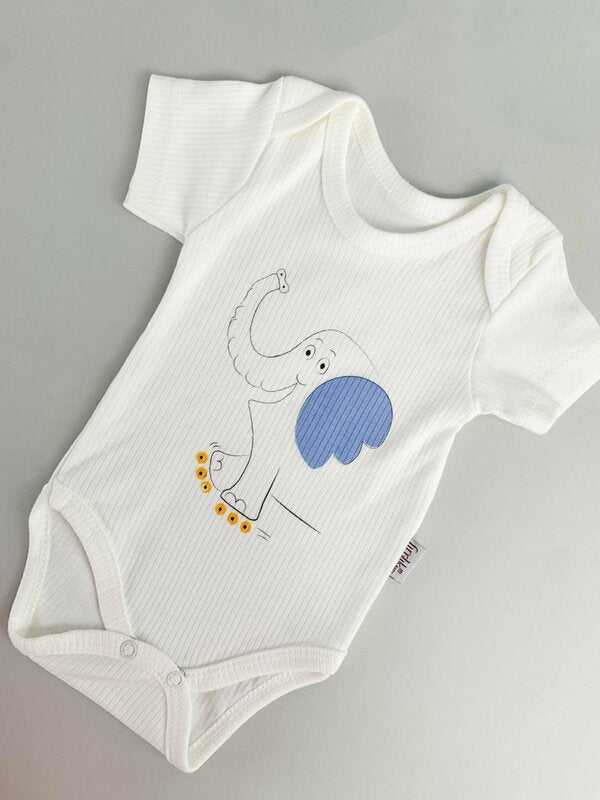 Body bebelus - alb cu elefantel