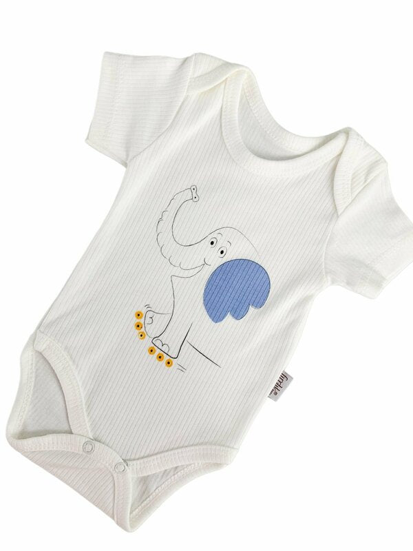 Body bebelus - alb cu elefantel