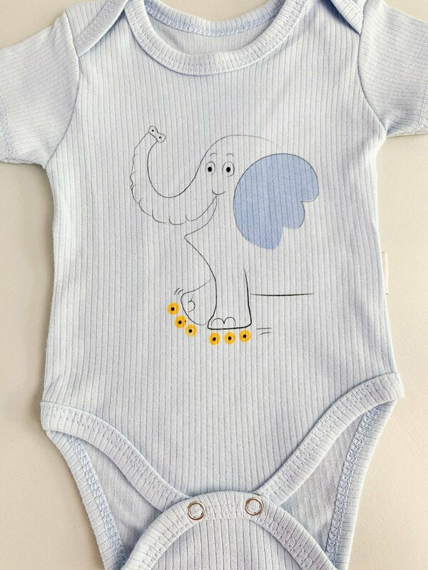 Body bebelus - bleu cu elefantel