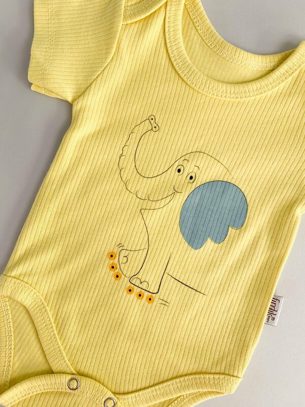 Body bebelus - galben cu elefantel