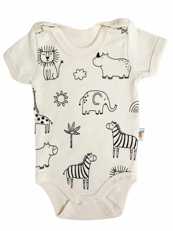 Body bebelus - ivoire cu animalute