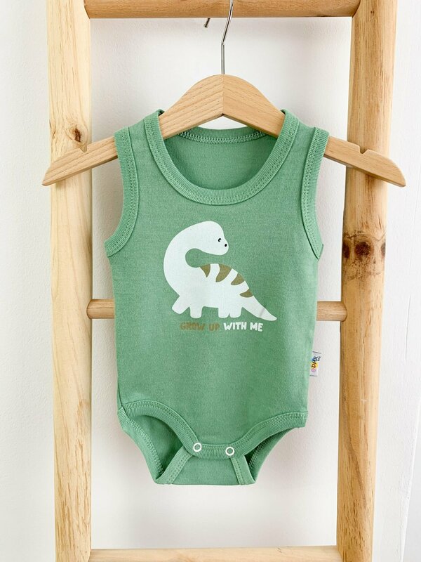 Body bebelus - verde cu dinozaur
