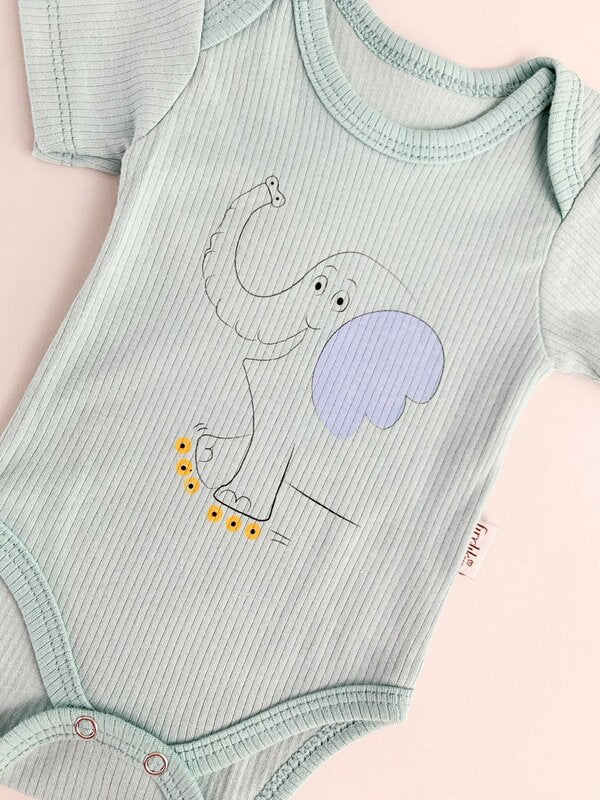 Body bebelus - verde cu elefantel