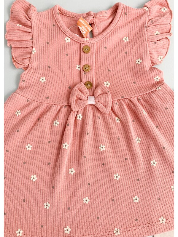 Compleu fetita cu floricele - crem cu roz
