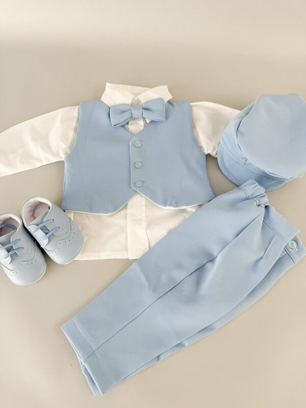 Costum botez bleo baiat Aurelian cu încălțăminte