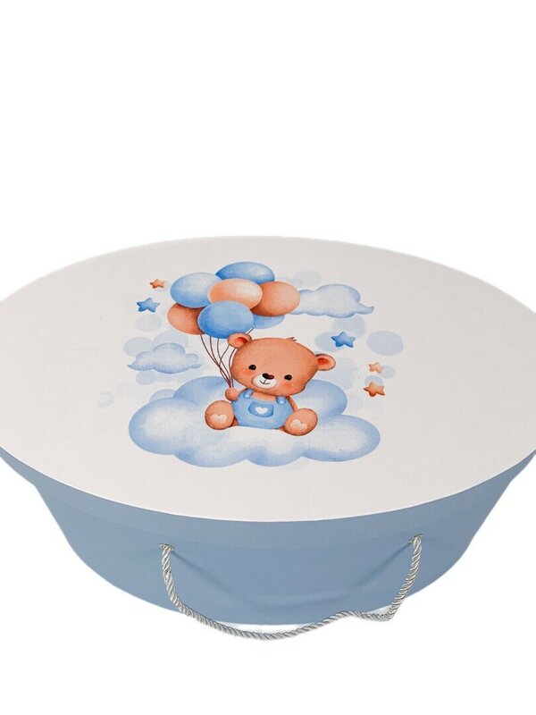 Cufar botez albastru cu ursulet