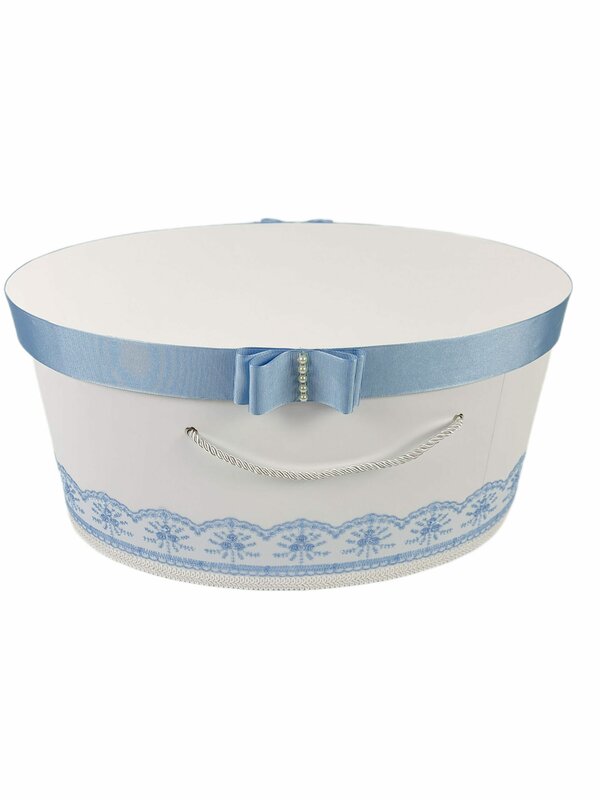 Cufar botez cu dantela bleo