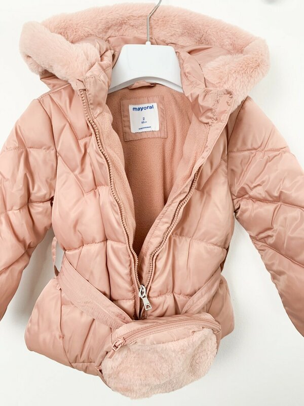 Geaca lunga iarna fetita cu borseta