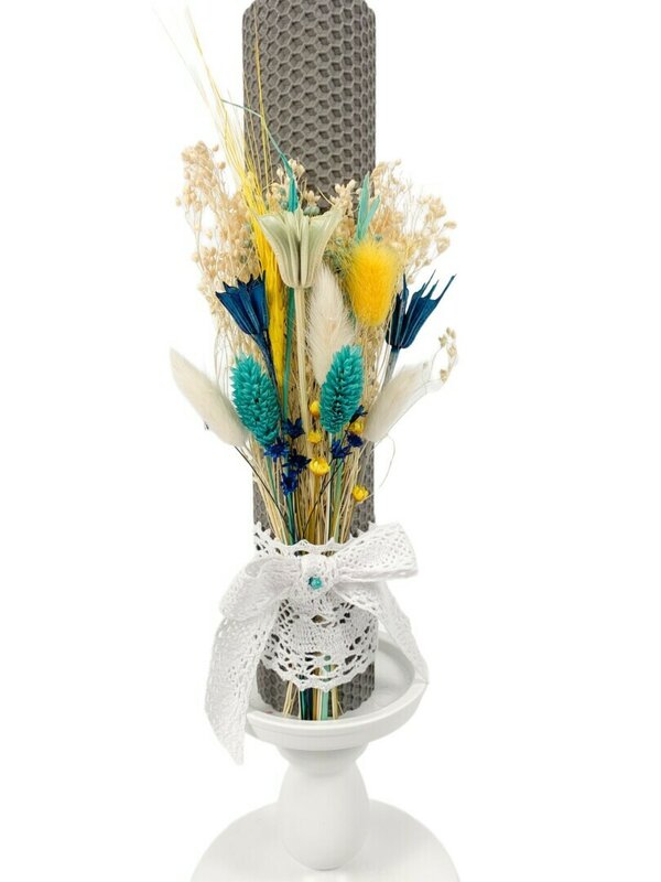 lumanare botez din ceara gri