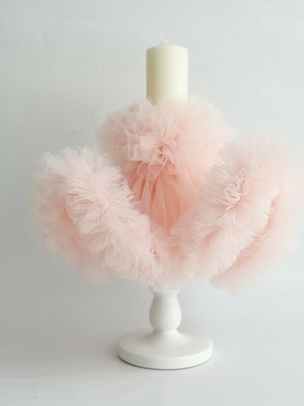 Lumanare botez fetita cu voal roz pal