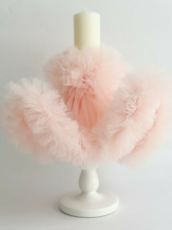 Lumanare botez fetita cu voal roz pal