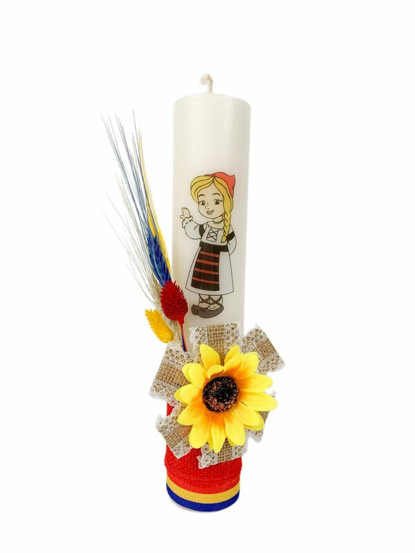 Lumanare botez traditioanala cu țărăncuța