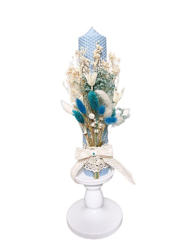 Lumanare ceara naturala albastra