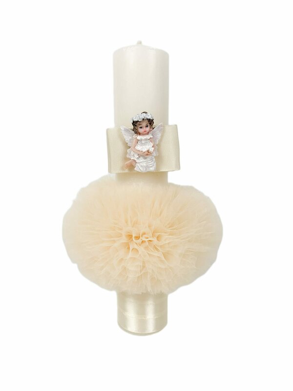 Lumanare pentru botez fetita cu crem ingeras