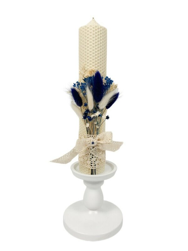 Lumanare pentru botez din ceara naturala -ivoire- baiat