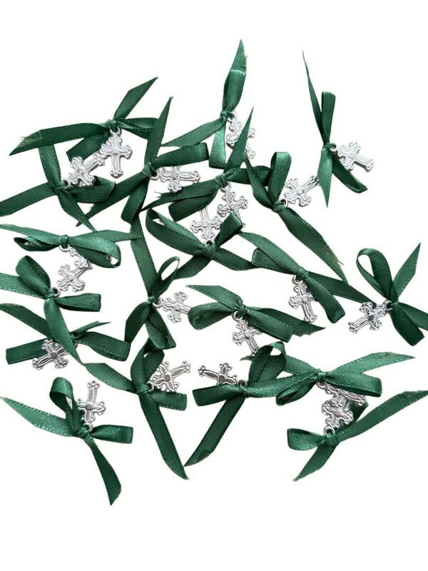 Marturii botez cruciulita cu fundita verde
