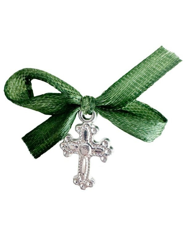 Marturii botez cruciulita cu fundita verde