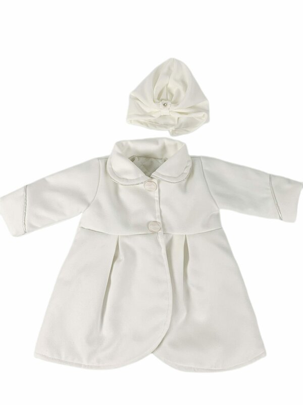 Palton alb cu turban alb fetita