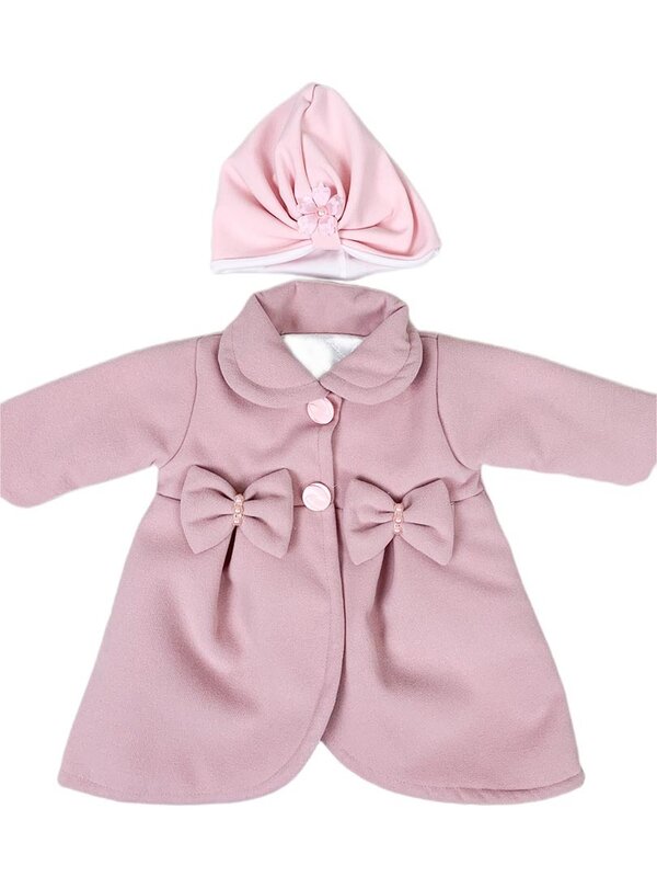 Palton roz pudra cu turban roz