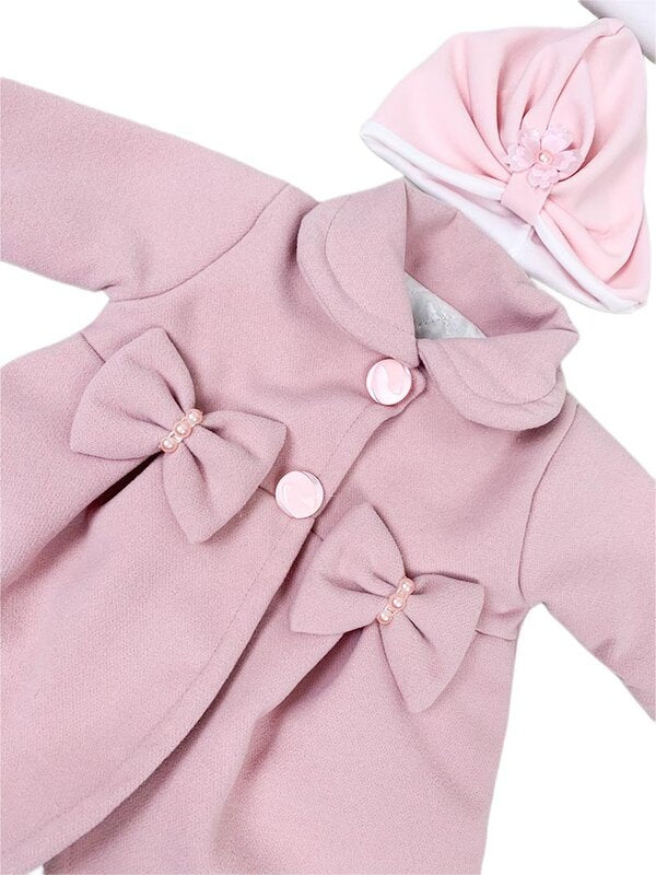 Palton roz pudra cu turban roz