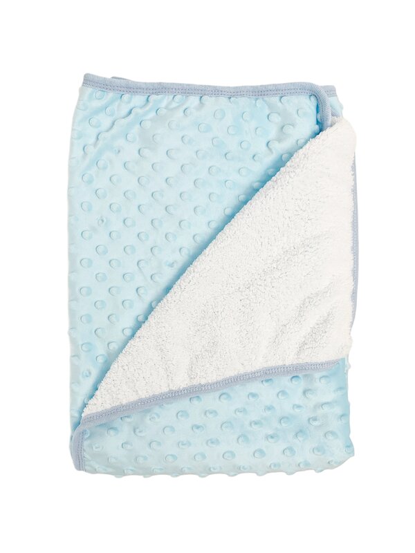 Patura bebelusi pufoasa cu bulinute - albastra