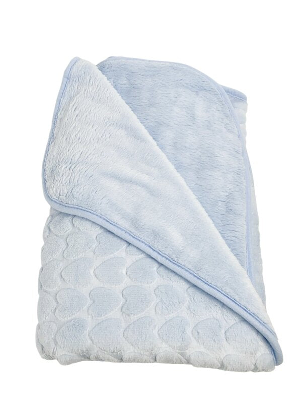Patura bebelusi pufoasa cu inimioare - albastra