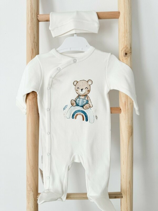 Salopeta alba cu ursulet