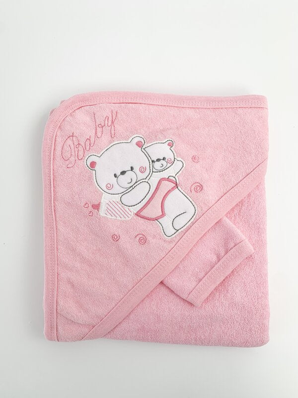 Prosop bebe brodat roz - cu ursuleti
