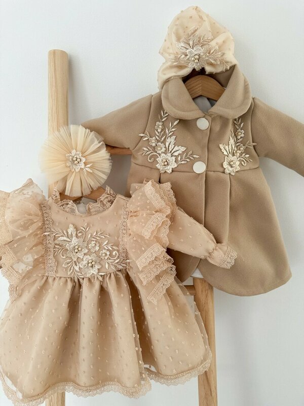 Rochie botez fetita maro Margot