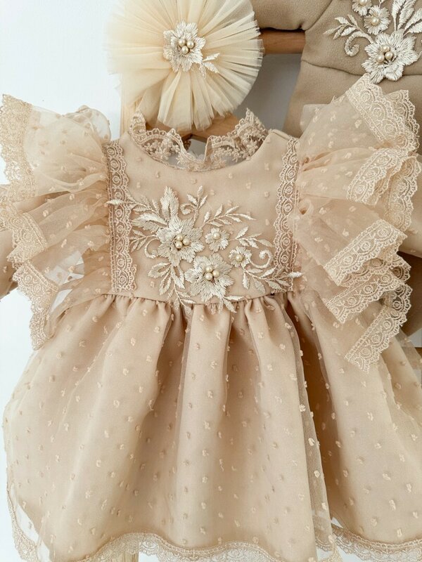 Rochie botez fetita maro Margot