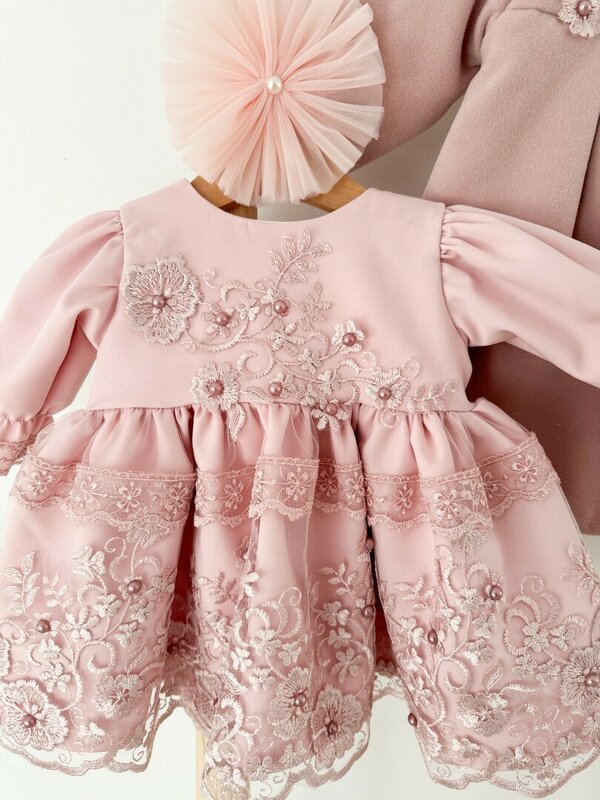 Rochie botez fetita roz Meghan