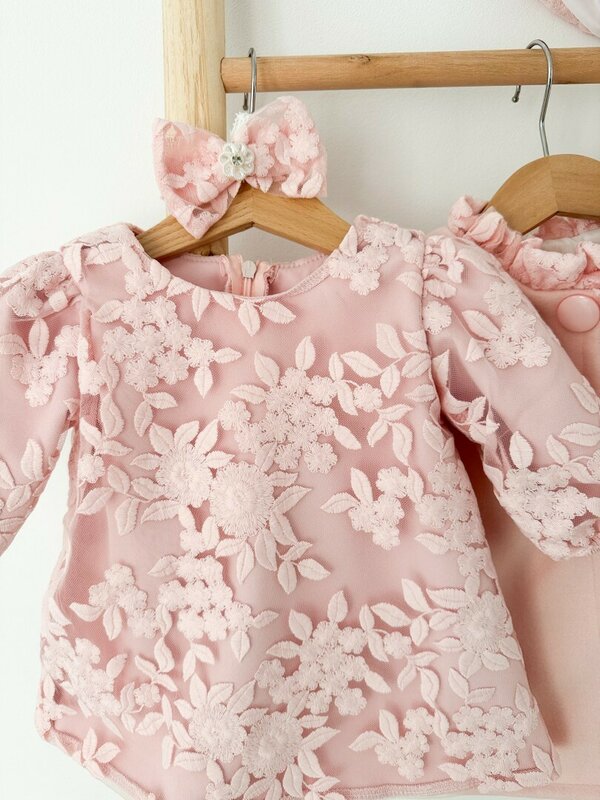 Rochie botez fetita roz Morgana