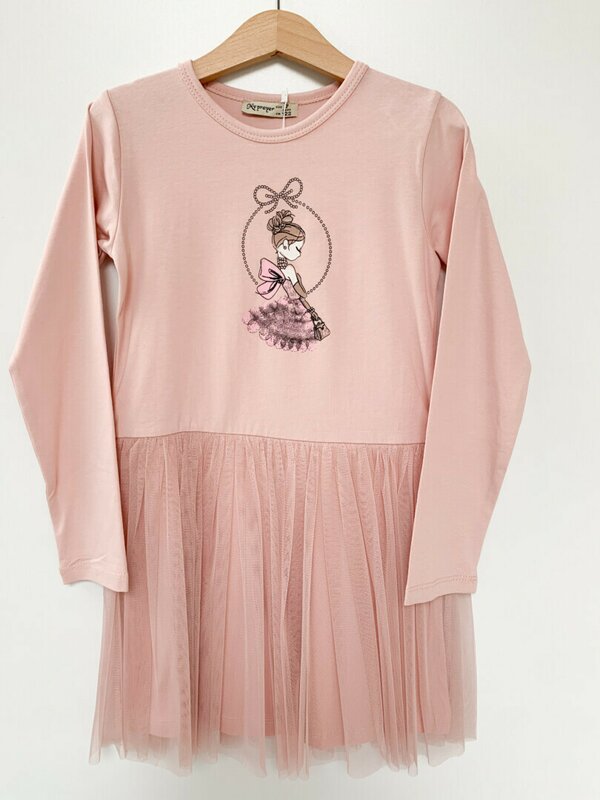 Rochie fetita roz piersica cu printesa