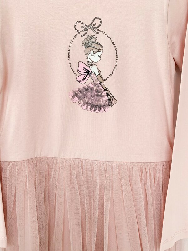 Rochie fetita roz piersica cu printesa