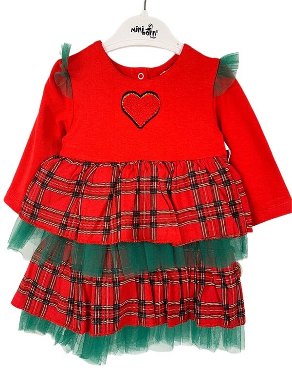 Rochie roșie cu tiul verde