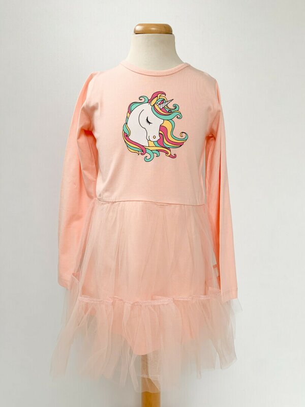 Rochie roz piersica cu unicorn