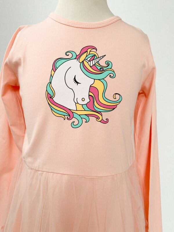 Rochie roz piersica cu unicorn