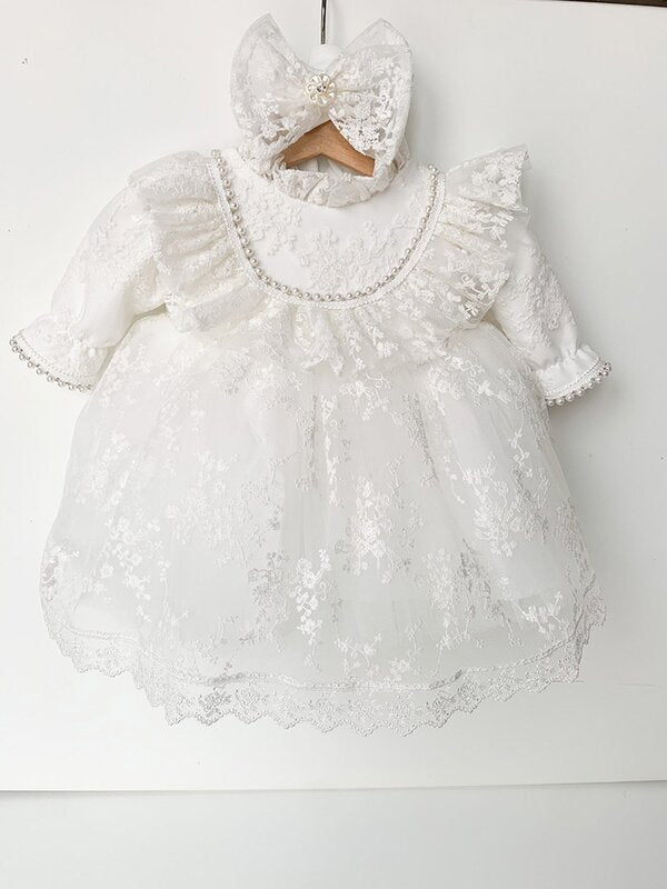 Rochita pentru botez , culoare alba,Rebeca