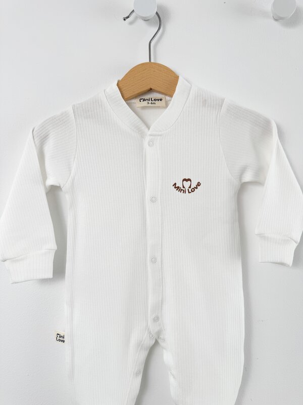 Salopeta baiat alb logo mini love