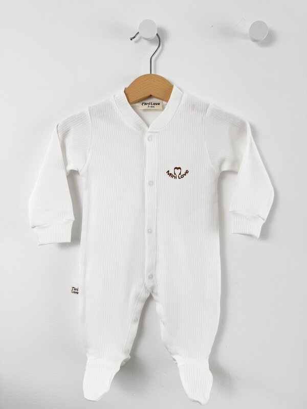 Salopeta baiat alb logo mini love